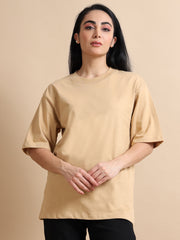 Womens Solid Oversized T Shirt - Crew Neck