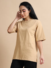 Womens Solid Oversized T Shirt - Crew Neck