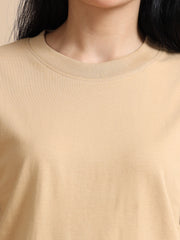 Womens Solid Oversized T Shirt - Crew Neck