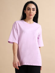 Womens Solid Oversized T Shirt - Crew Neck