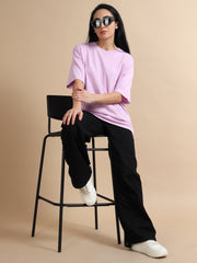 Womens Solid Oversized T Shirt - Crew Neck