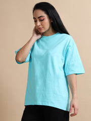 Womens Solid Oversized T Shirt - Crew Neck