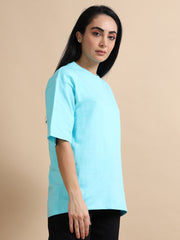 Womens Solid Oversized T Shirt - Crew Neck