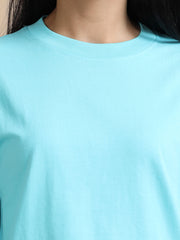 Womens Solid Oversized T Shirt - Crew Neck