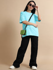 Womens Solid Oversized T Shirt - Crew Neck