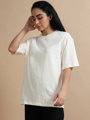 Womens Solid Oversized T Shirt - Crew Neck