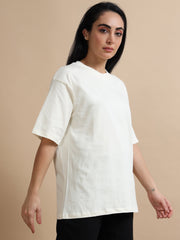Womens Solid Oversized T Shirt - Crew Neck