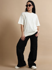 Womens Solid Oversized T Shirt - Crew Neck