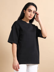 Womens Solid Oversized T Shirt - Crew Neck
