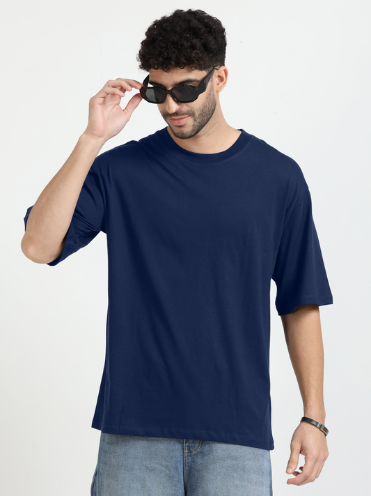 Mens Solid Oversized T Shirt - Crew Neck