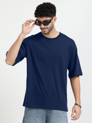 Mens Solid Oversized T Shirt - Crew Neck