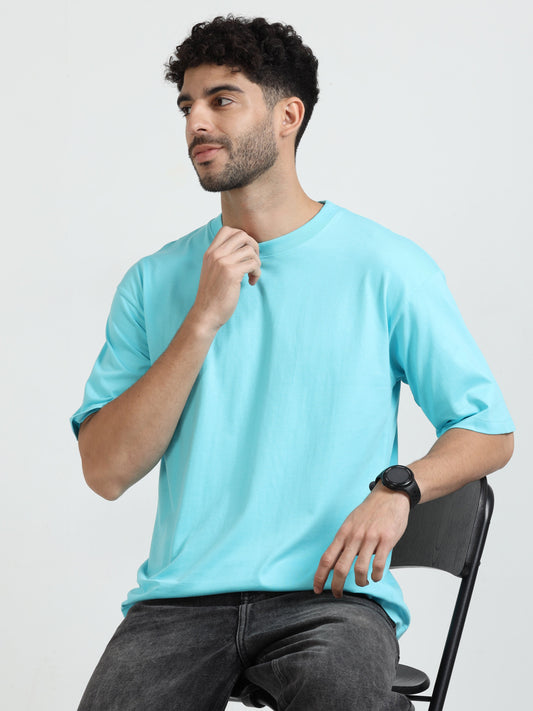 Mens Solid Oversized T Shirt - Crew Neck