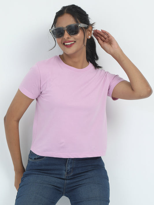 Womens Solid Crop Top T Shirt
