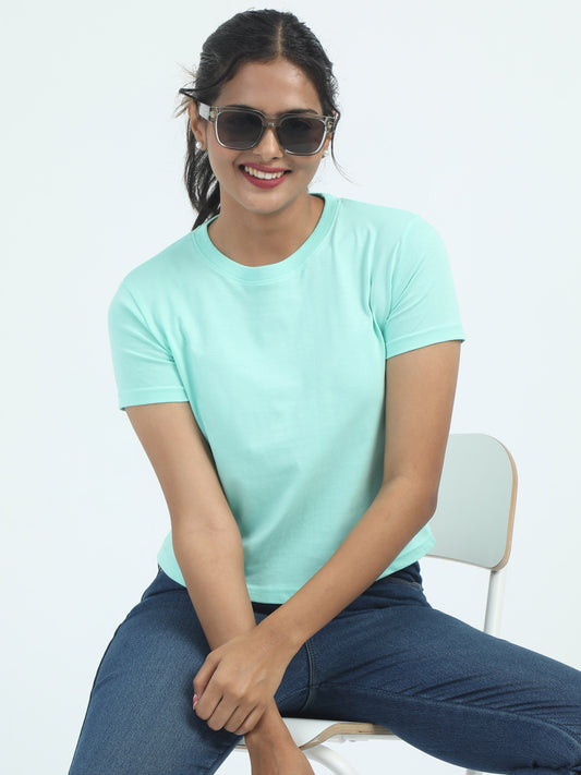 Womens Solid Crop Top T Shirt