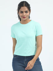Womens Solid Crop Top T Shirt