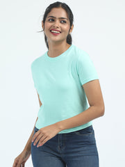 Womens Solid Crop Top T Shirt