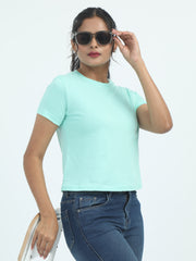 Womens Solid Crop Top T Shirt