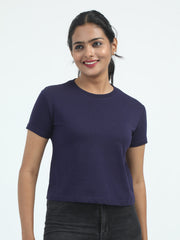 Womens Solid Crop Top T Shirt
