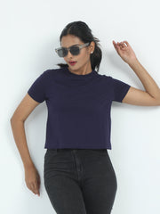 Womens Solid Crop Top T Shirt