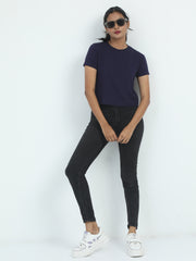 Womens Solid Crop Top T Shirt