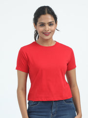 Womens Solid Crop Top T Shirt