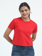 Womens Solid Crop Top T Shirt
