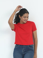 Womens Solid Crop Top T Shirt