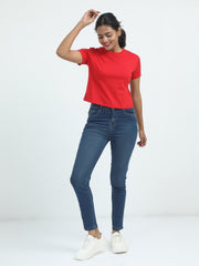 Womens Solid Crop Top T Shirt