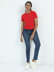 Womens Solid Crop Top T Shirt