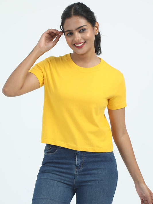 Womens Solid Crop Top T Shirt