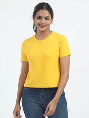 Womens Solid Crop Top T Shirt