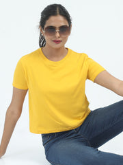 Womens Solid Crop Top T Shirt