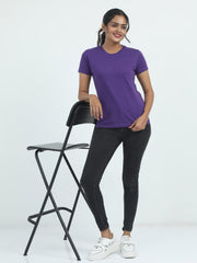 Womens Solid Crew Neck T Shirt BASICS