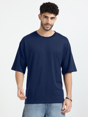 Mens Solid Oversized T Shirt  -  Crew Neck