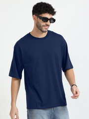 Mens Solid Oversized T Shirt  -  Crew Neck