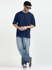 Mens Solid Oversized T Shirt  -  Crew Neck