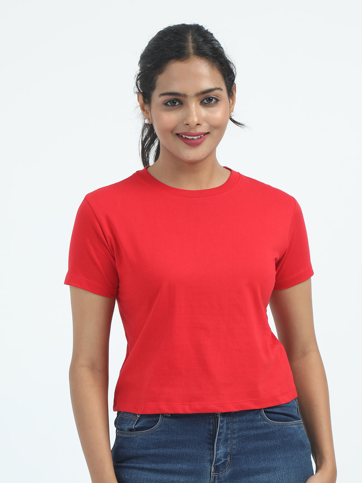 Womens Solid Crop Top T Shirt