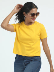 Womens Solid Crop Top T Shirt